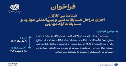فراخوان شناسایی کارگزار اجرای مسابقات ملی و بین‌المللی مهارت 
